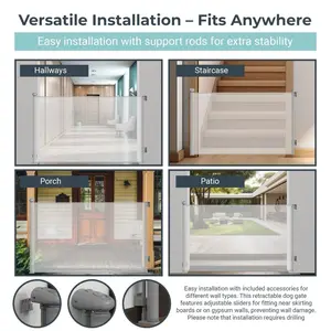 NYVAN 118" Extra Wide Retractable Gate, 35" Tall, Reinforced for Large Openings, Stairs, Hallways, and Kitchen, Indoor/Outdoor, Grey