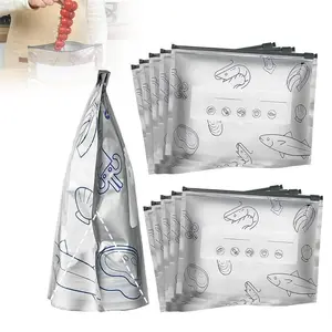 Aluminum Foil Sealed Antibacterial Food Storage Bags, Medium Size, Self-Sealing Freezer Refrigerator Seal Bags, Reusable Freshness Lock Pouches