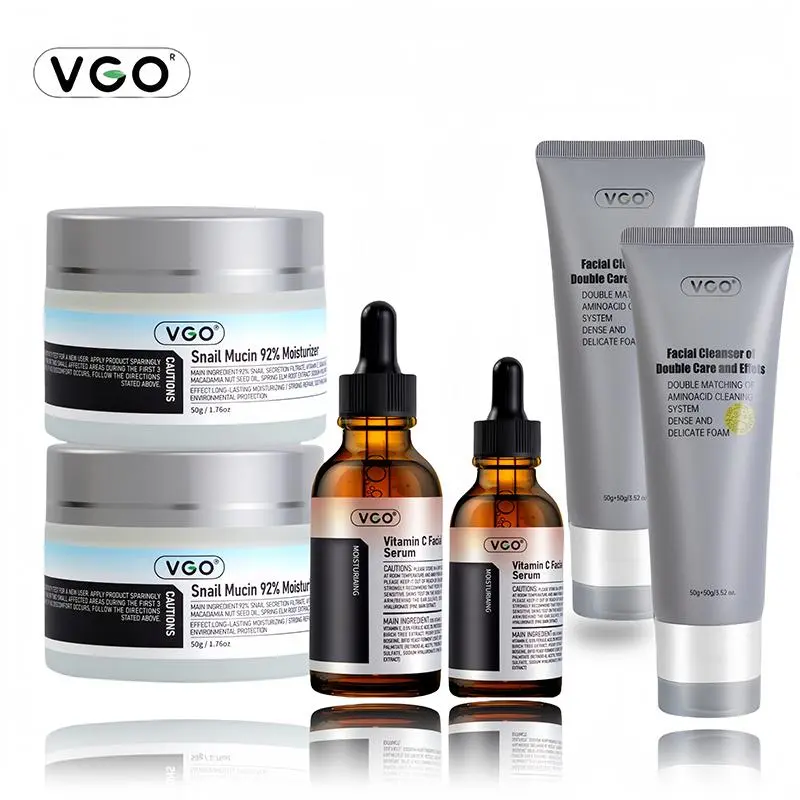 【Buy 30ml Vitamin C Serum Get 30ml Free】VGO 3-in-1 Skincare Set: Vitamin C Serum (30ml) + SnailMucin Cream (50ml)+ Gentle Cleanser (100ml)-Brightening, Hydrating & Acne Care ultra  facial  cream  black friday sale woman gift face tighten