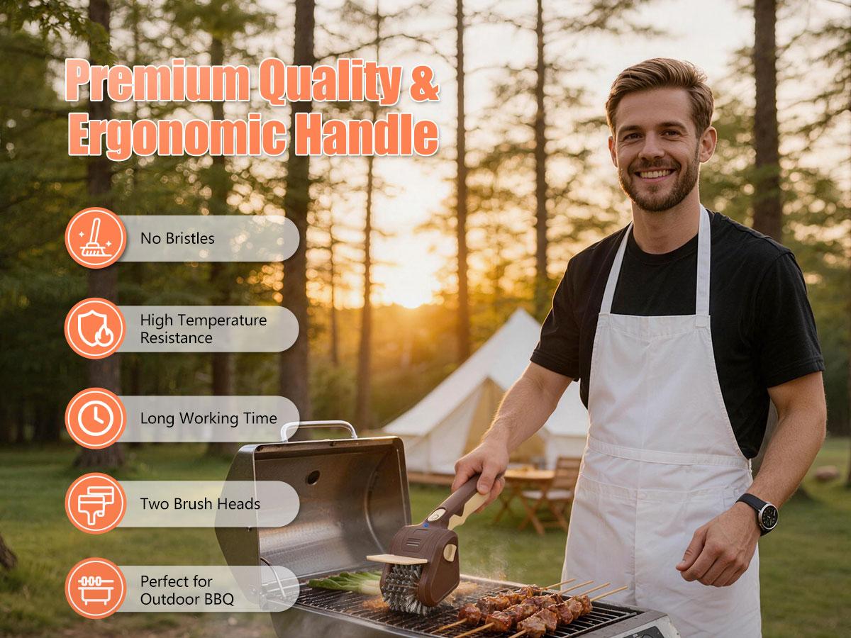 LRLY Electric BBQ Grill Brush, Safe Bristle Free with 2 Replaceable Heads, Cordless Rechargeable, Heavy Duty Fast Clean, Outdoor BBQ Cleaner for All Grill Types, Grill Season 2026