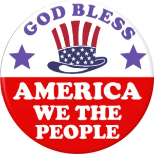 Angel Buttons 2.25 inch pin-back button God Bless America