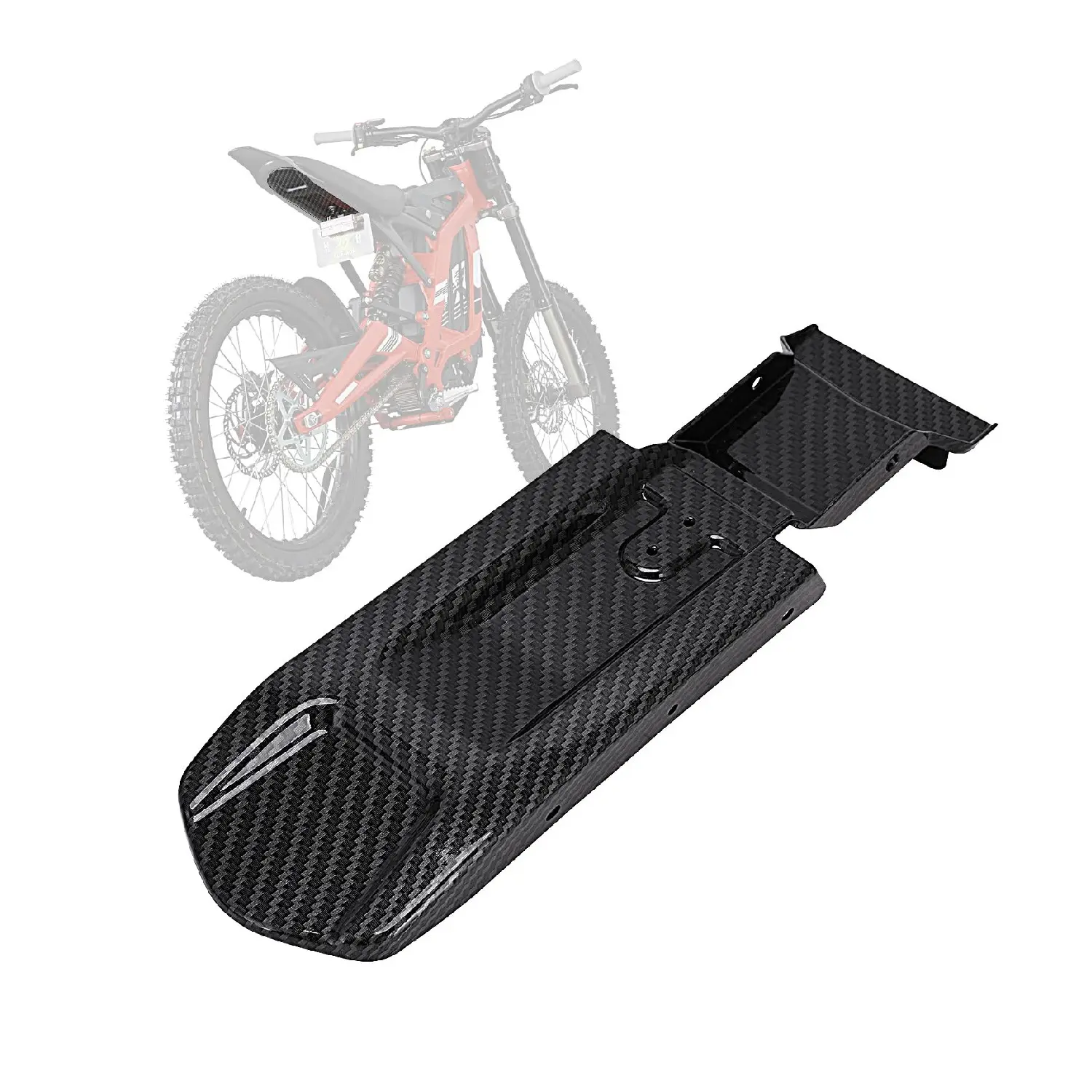 Imitation Carbon Fiber Pattern PP Plastic Motorcycle Rear Fender Inner Plate Mud Guard, Easy-Install Vehicle Part for Sur Ron Light Bee X/S, Segway X160/X260 Electric Dirt Bikes with Debris Block Function