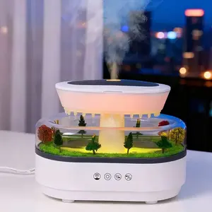 Micro Landscape Humidifier, USB Powered Air Humidifier with Top Fill Cold Mist, Simulate Raindrop Effect, Suitable for Home, Office, Large Room