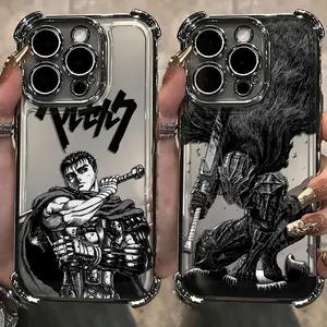 Berserk Guts Hot Blood Anime Plating Case For iPhone 17 Pro Max Air 16 15 14 13 12 11 Pro Max X XR XSMax 7 8 Plus & Samsung Galaxy S25 Ultra S24 S23 S22 S21 Plus Anti-Fall Airabag Back Cover