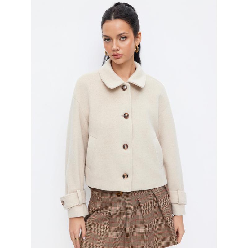 Cider Wool-look Peter Pan Collar Long Sleeve Jacket