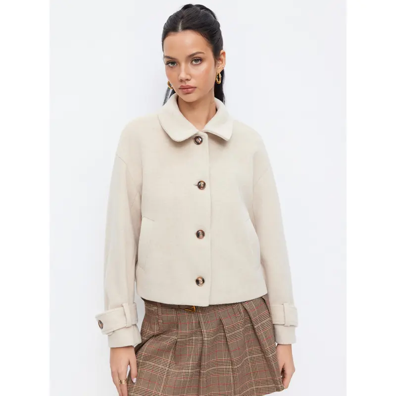 Cider Wool-look Peter Pan Collar Long Sleeve Jacket