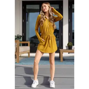Getting Out Long Sleeve Hoodie Romper Gold Spice