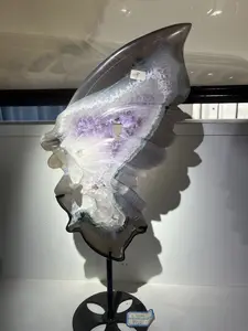 Natural Agate & Amethyst Fairy Butterfly Crystal Statue - Healing Crystals Angel Fairy Decor Ornament for Jewelry Accessories & Derivatives