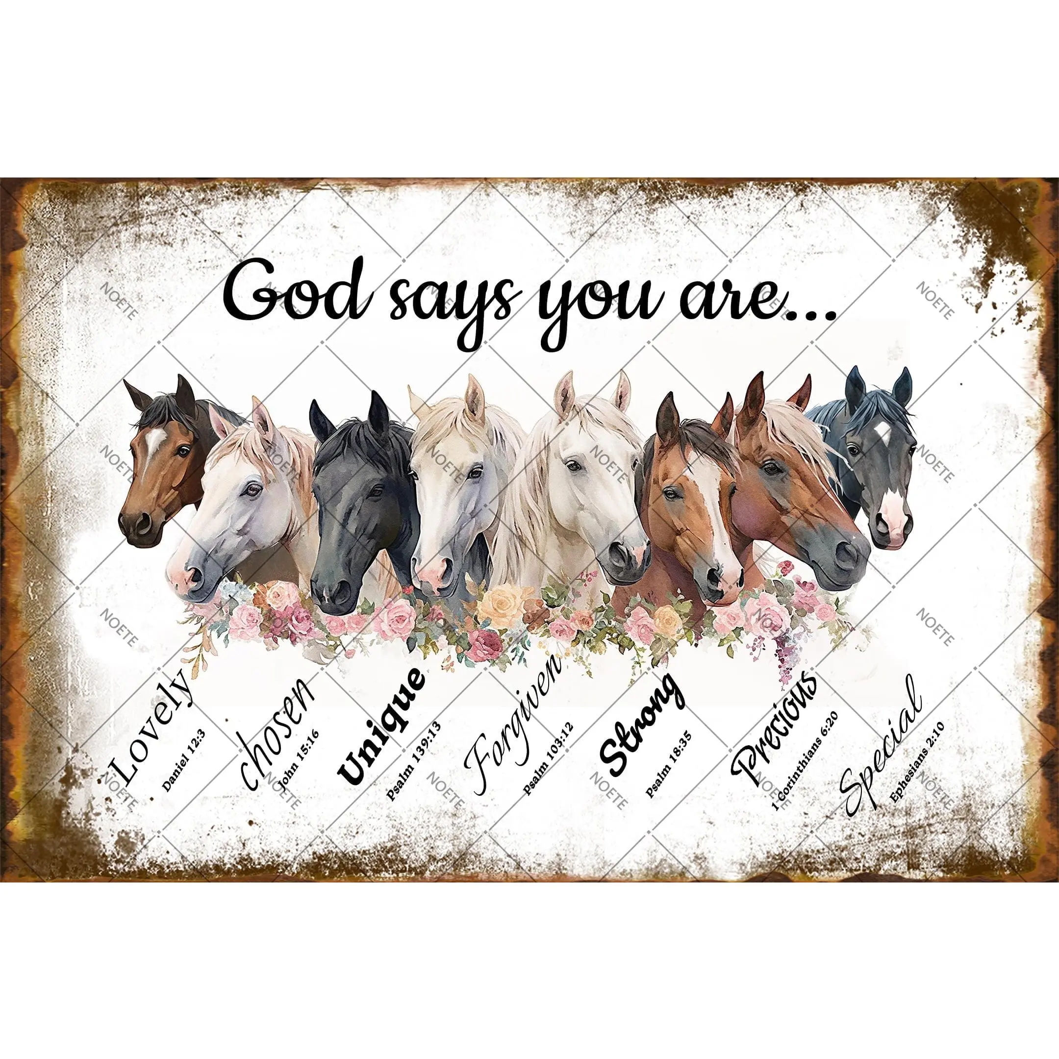 Wall art metal poster signboard Noete Horse Decor 8x12 Inch Rustic Western Horse Metal Tin Sign with Inspirational Quotes, Farmhouse Chic Poster for Bedroom, Living Room & Office Country Style Home Decor