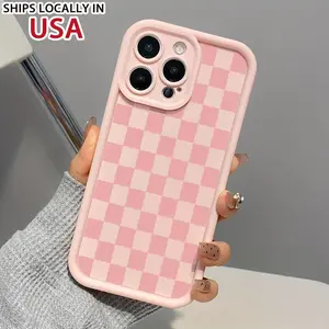 Checkerboard Pattern Phone Case, Shockproof Phone Protective Cover, Phone Accessory Compatible with 11 12 13 14 15 16 Pro Max