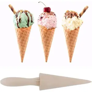 Ice Cream Cone Mold Reusable Wooden 9.1in Cream Horn Mold Waffle Cone Roller Waffle Pizzelle Roller for Kitchen Cooking and Baking