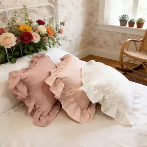 Solid Color Ruffled Pillow, Soft Comfortable Bedding, Cozy Home Decor, Perfect for Relaxing Nights, High-Quality Fabric