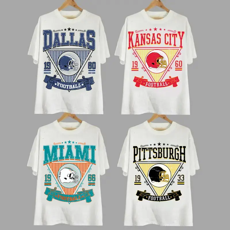 All 32 Teams Vintage Football Fan T-Shirt Collection White Edition Classic Sports Apparel for Every Football City