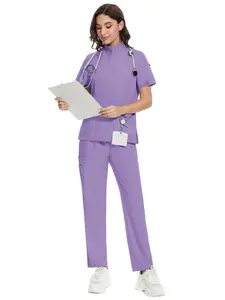Summer Casual Collar Zipper Short-sleeved Clothing Beauty Salon Nursing Uniforms Hospital Nurses Work Clothes