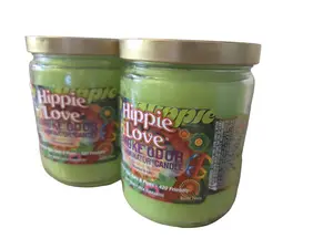 Hippie Love Smoke Odor Candle Set 2 Household Candle for 420 Friendly Atmosphere Decor Ornaments