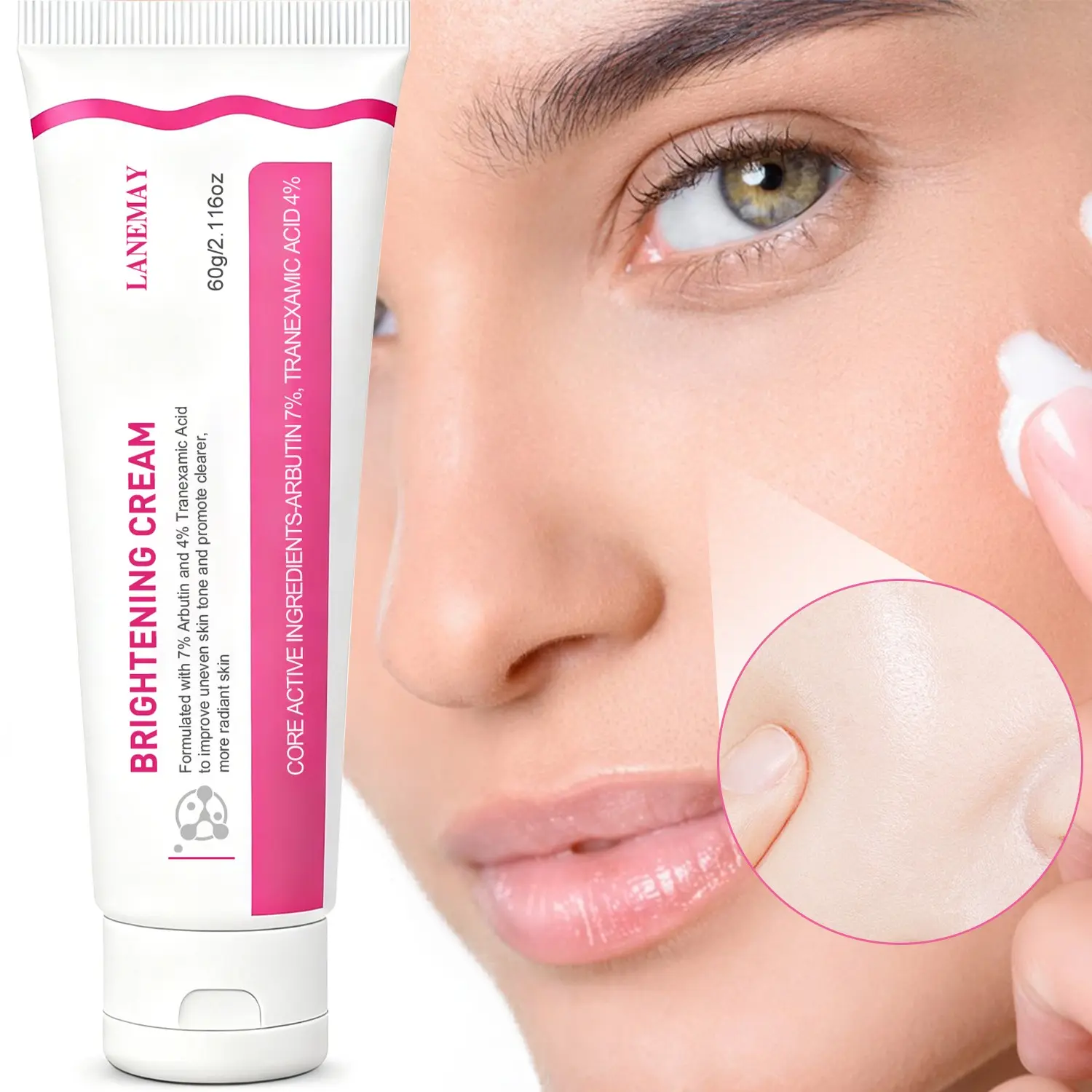 60g - Brightening Cream - 7% Arbutin & 4% Tranexamic Acid Formula - Improves Uneven Skin Tone & Discoloration & Promotes Radiance - For All Skin Types Day & Night Use Radiant Moisturizers Face Moisturizer Cream