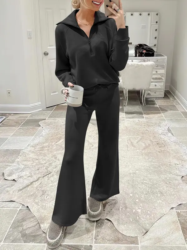 Women 2 Piece Outfits Sweatsuit Oversized Sweatshirt Sweatpants Tracksuit Sweat Lounge Matching Set 2025 Fall Trendy Polyester Womenswear 0