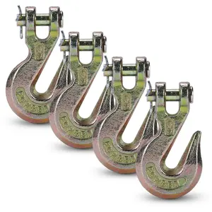 G70 3/8 Chain Hook Heavy Duty Clevis Grab Hook for 3/8 Inch Grade 70 Chain - for Trailer  Transport Yellow Chromate Finish (4Pack)
