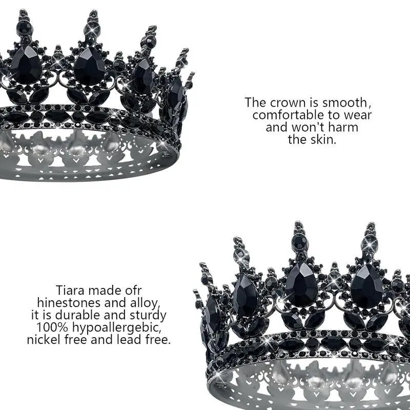 Queen Crown Rhinestone Wedding Crowns and Tiaras for Women Costume Party Hair Accessories Princess Birthday Crown Crystal Bridal Crown (Black Crown) Queen Crown Rhinestone Wedding Crowns and Tiaras for Women Costume Party Hair Accessories Princess Birthday Crown Crystal Bridal Crown (Black Crown)