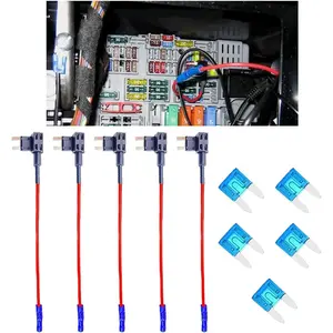 5PCS 12V Car Add-a-Circuit Fuse, Automotive Fuse TAP Adapter, Mini ATM ATO Blade Fuse Holder, Fuse Set with 5 x 15A Inserts, Car Add-a-Circuit Fuse for Cars Trucks Boats