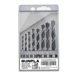 Gunpla 8Pcs Brad Point Wood Drill Bit Set | 3mm-10mm Carbon Steel Twist Drill Bits for Precision Woodworking | No-Wandering Centering Bits for Hardwood, Plywood & Plastic