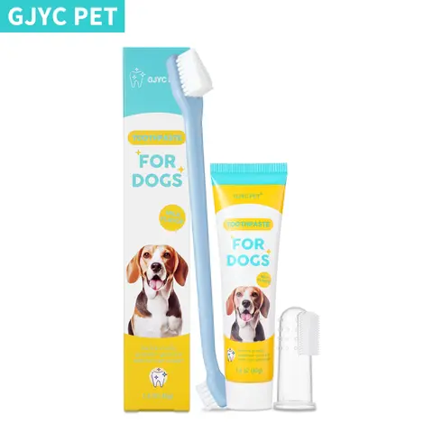 GJYC PET 3-Piece Puppy Tooth Brushing Kit - Milk Flavor Toothpaste, Finger Brush Tip Toothbrush, Tartar Control, Reduces Plaque, for Puppy & Adult Use, Single Item