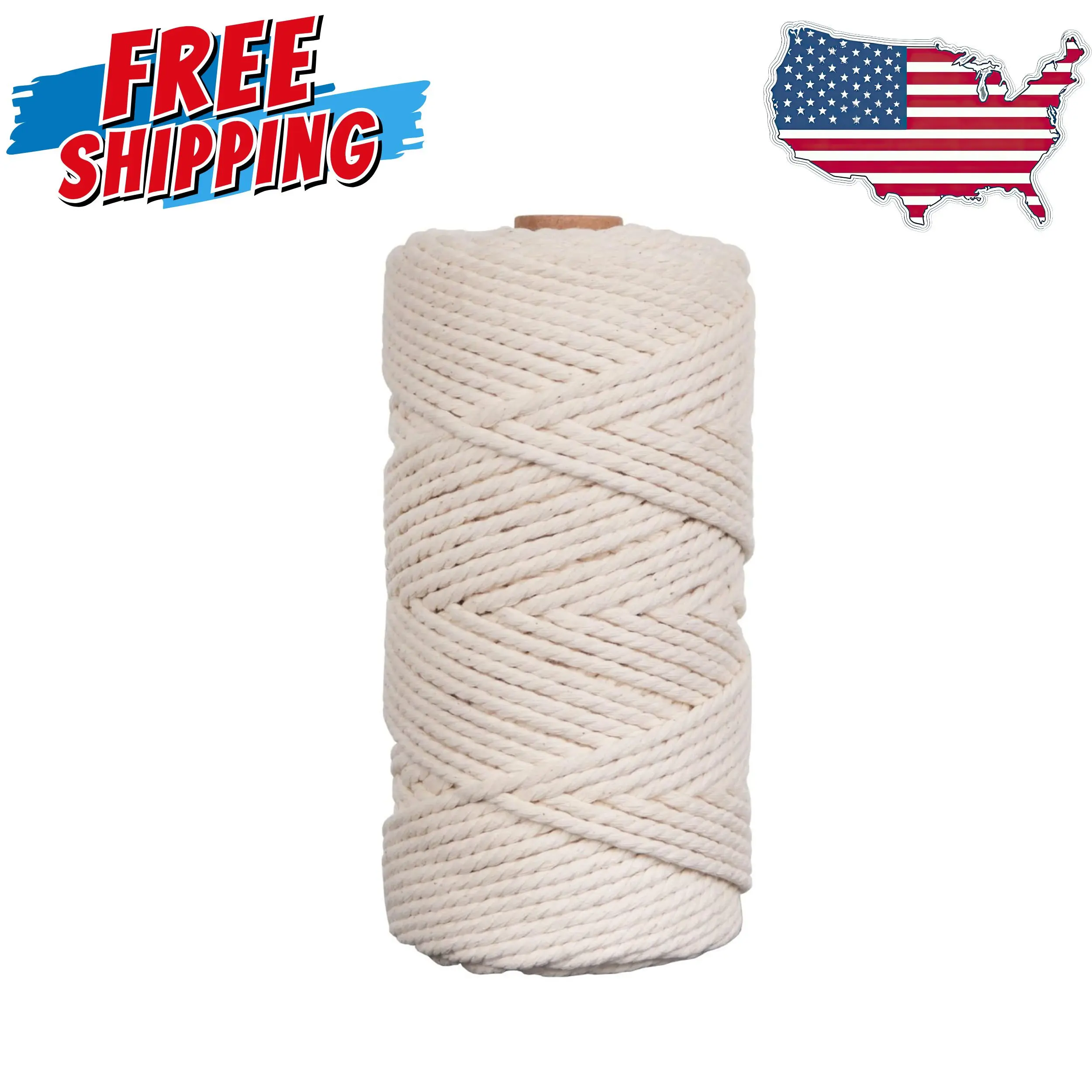 Natural Macrame Cord 3mm x 109Yards, Beige Macrame Rope