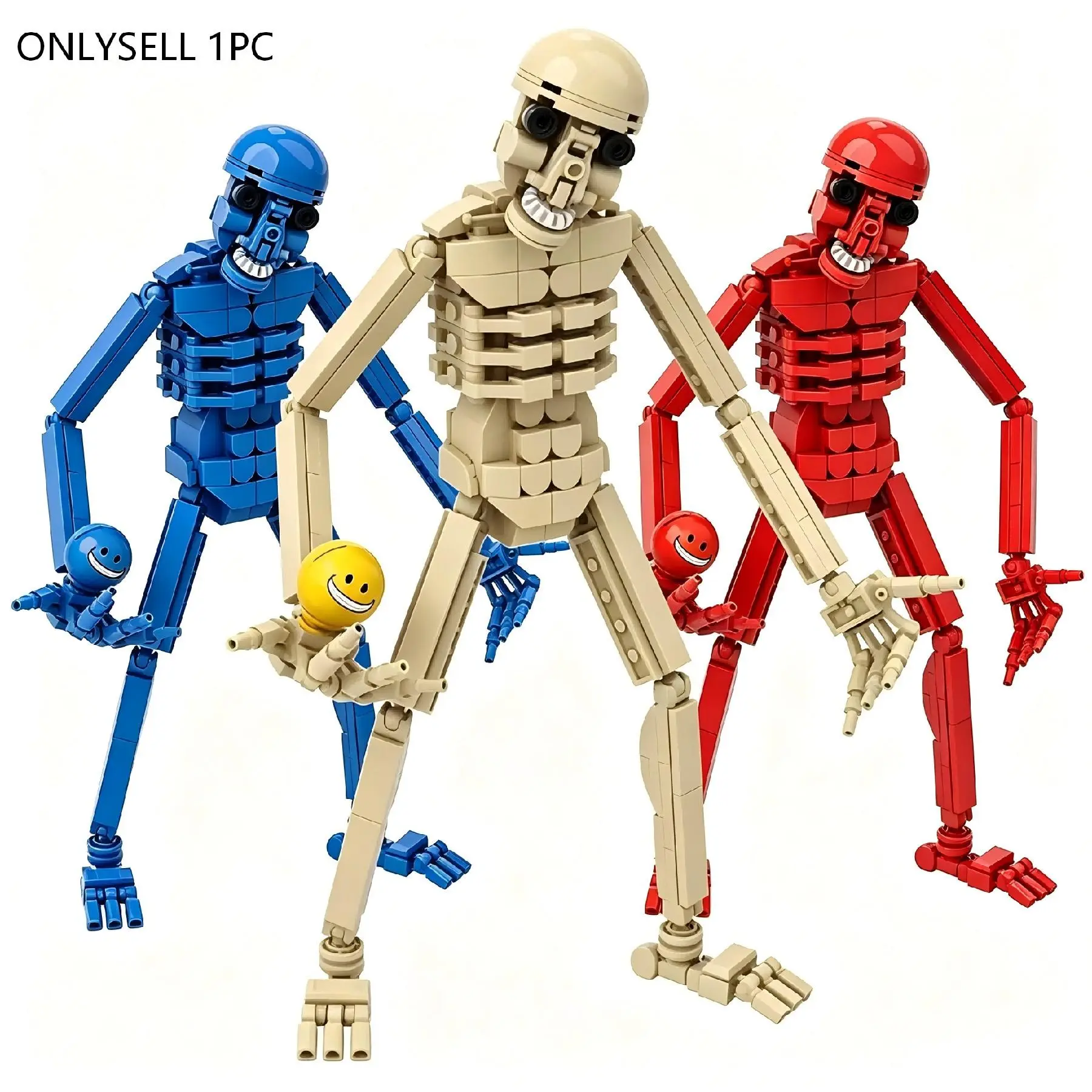 Verity Monster Pixel World MOC Building Block Toy,301Pcs Small Bricks Skeleton Monster Action Figure,10.83 Inch Multi‑Joint Movable Collectible Articulated Model Ornament for Game Enthusiasts Gift Toys