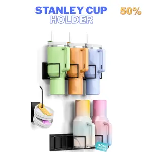Magnetic Stanley Cup Holder for Refrigerator, Water Bottle Organizer for Stanley 40 oz with Tumbler Lid Organizer, Kitchen Pantry Organizers and Storage for Stanley Cup Accessories
