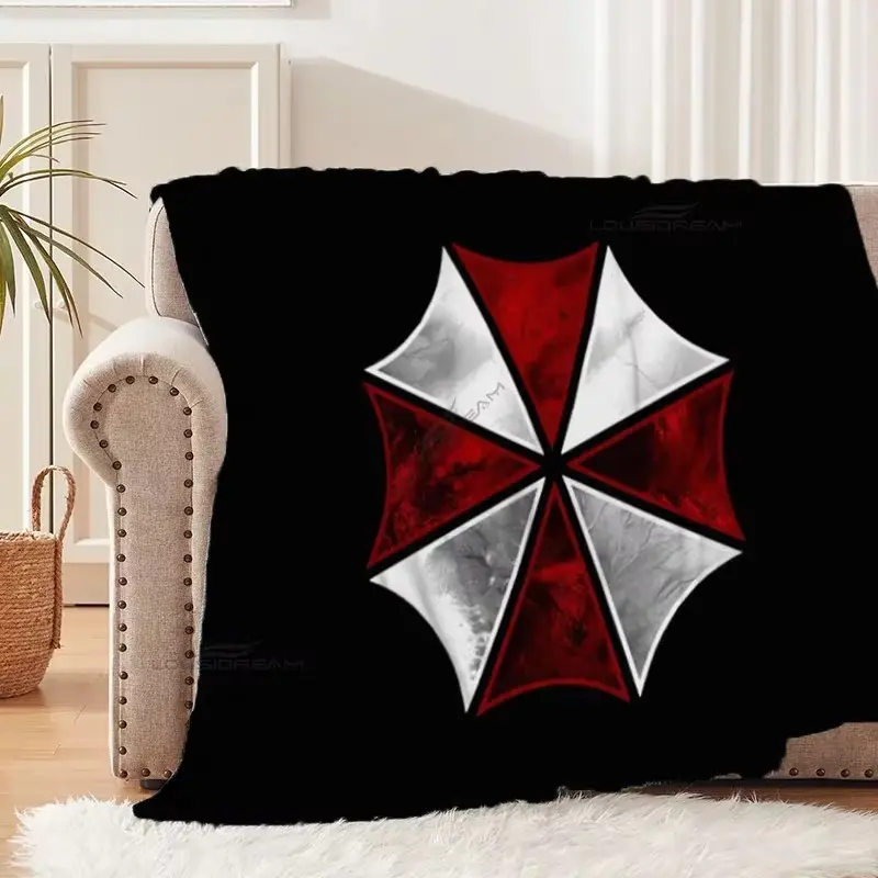 Raccoon City Umbrella Patterns Blanket 3D Game Flannel Blanket Cosy Lazy Couch Cover Blanket Super Soft Sheet Mattresses