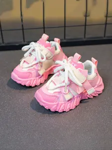 Girls' Cute Fashion Casual Shoes, Waterproof PU Leather Sneakers, Trendy Trainers, Comfortable Lace-Up Dad Shoes for All Seasons, School & Outdoor Use