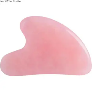 Natural Rose Quartz Gua Sha Tool - Facial Massage Stone for De-Puffing, Sculpting & Jawline Contouring, Self-Care Skincare Gift for Women (Pink)