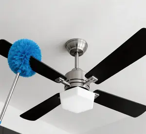 Ceiling Fan Cleaner Duster High Ceiling Extended Fan Blade Cleaner from 13 to 30 Inch Reusable Microfiber Ceiling Fan Duster with Extension Handle for Furniture Bookshelves Wall Door (Blue)