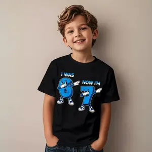6&7 Years Meme T-Shirt - Funny 67 Age Number Print Round Neck Tee for & 6th Birthday Gift, Summer Casual Wear, 7 year Outfit (Machine Washable)