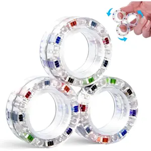 001-XLL 3pcs Magnetic Fidget Spinner Rings Toys for Adult- Anxiety Relief, ADHD Therapy Magnets for Teens and Kids