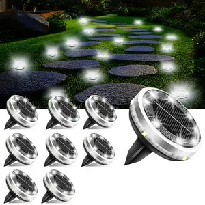 Solar Ground Mini Lights Outdoor Solar Powered Disk Lights, IP44 Waterproof Landscape Path Lights for Yard Patio Pathway Walkway Driveway Garden Decor, 4 Pack / 8 Pack