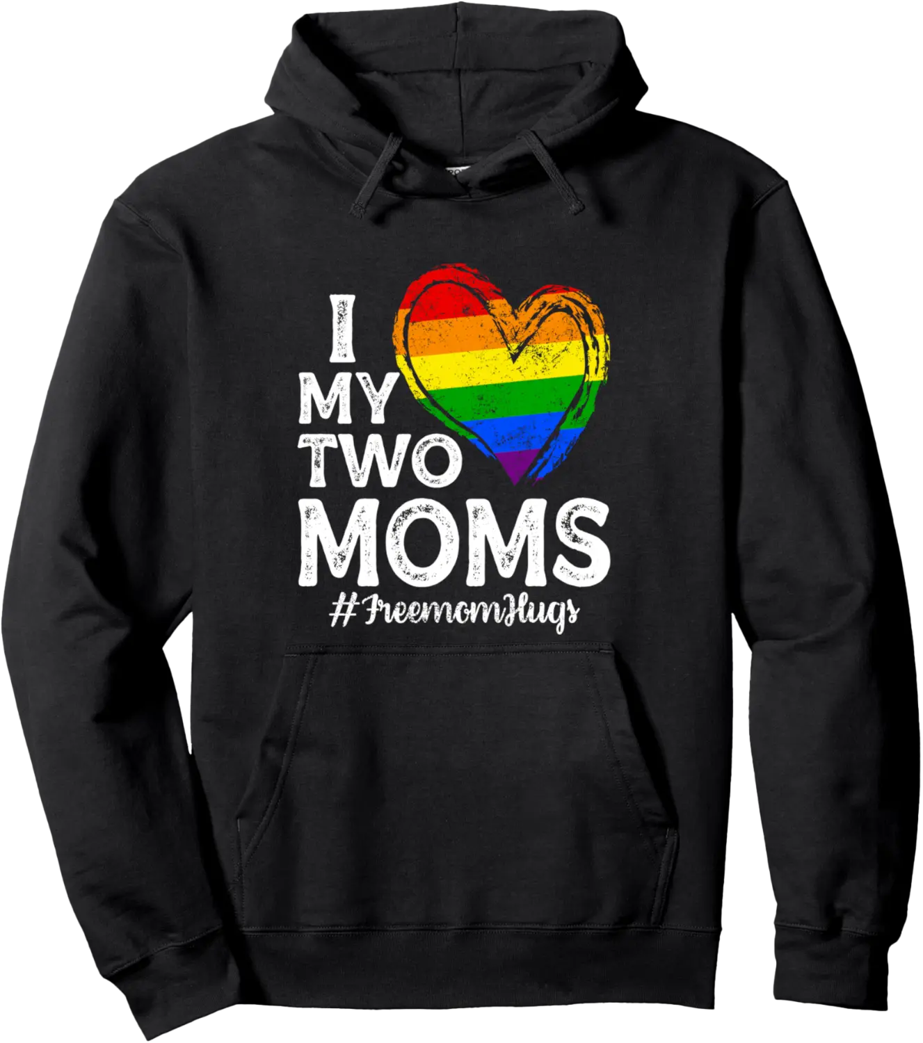 I Love My Two Moms Lesbian LGBT Pride Tee Mom Kids Pullover Hoodie - Winniekemo Shop 40B0B3LV6J34