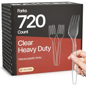 Bakken 720-Piece Disposable Cutlery Set, Forks, Durable Plastic Cutlery, BPA-Free Food Grade Materials, Heat Resistant, Reusable Utensils for Parties