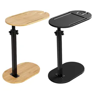 1Pc C-Shaped Bathtub Tray Table With Adjustable Height 360Degree Rotatable Desktop Freestanding Bath Caddy Against Wall Couch Bed Sofa Side Table