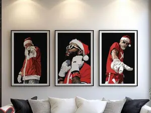 Cool Santa Claus Prints, Set of 3 Wall Art, Printable Hip Hop Christmas Poster, Sneakerhead Decor, Hypebeast Christmas Gift Digital prints Room Decor