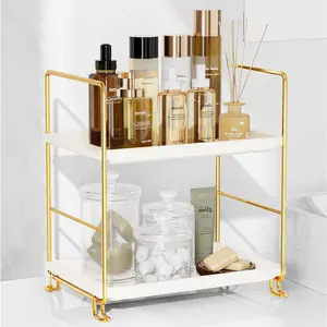 2-Tier Bathroom Countertop Organizer, Tool-Less Installation  Plastics Makeup Shelf Organizer Perfume Skincare for Dresser Vanity Tray Organizers and Storage ()