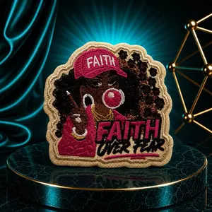 Faith Over Fear Iron-On Applique Patch - Embroidery Trim for Women's Tops, Sweatshirts, Pullovers