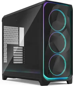 Fractal Design Meshify 3 XL Black RGB Tempered Glass Light Tint High Airflow PC Gaming Case with Three ARGB Momentum 14 Gen 2 Fans Spacious Interior GPU up to 512mm