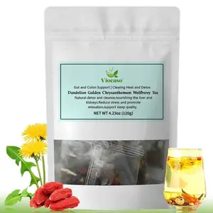 Viocaso:Golden Chrysanthemum Dandelion Wolfberry Tea-Natural Blend of 6 Herbal Ingredients 120g per Pack Beverage kidney detox