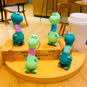 Cartoon Dinosaur Stretch Keychain Pop Tube Sensory Fidget Toy Cute Bag Charm Gif