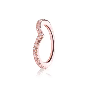 PANDORA Shimmering Wish Clear CZ Wishbone PANDORA Rose ring with clear CZ 186316CZ-60