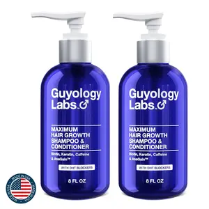 Twin Pack 2 x Guyology Labs™ Biotin Shampoo & Conditioner - With AnaGain™ - DHT Blockers For Thinning Hair - Anti Hair Loss Shampoo - Hair Growth Shampoo