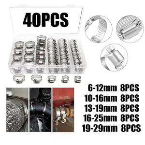 40pcs Stainless Steel Hose Clamps, Gas Pipe Water Pipe Straps, American Style Full Steel Flat Clamp, Durable and Reliable Fixtures