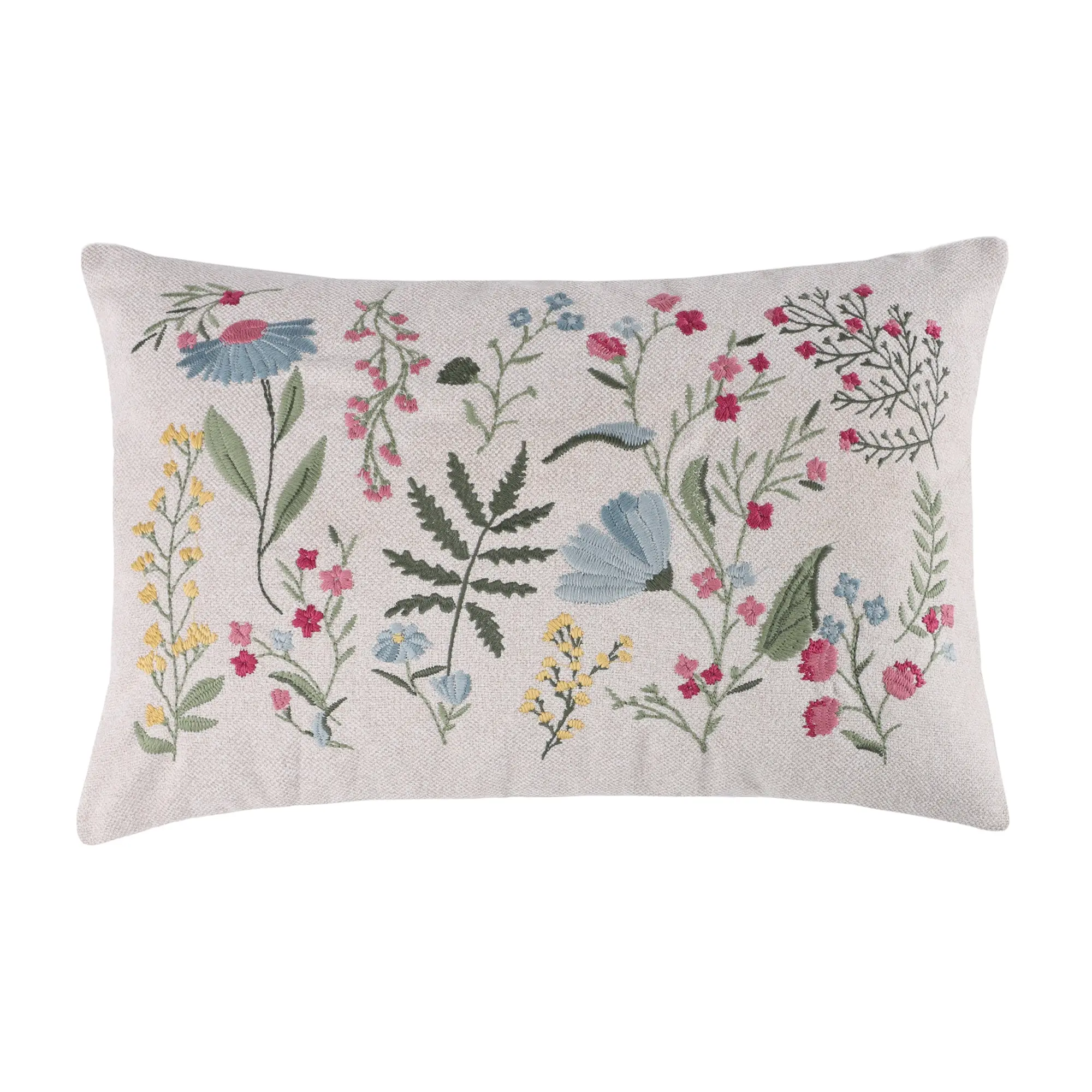 Kensington Garden Embroidered Botanical Pillow