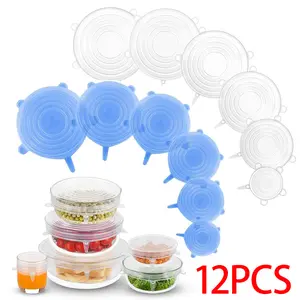 12PCS Flexible Silicone Bowl Covers, ElasticFood Storage Lids, Reusable - Keep Food Fresh